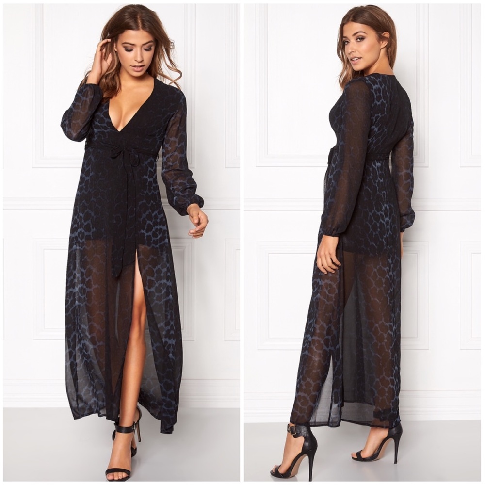 WYLDR Let Go Maxi Dress Grey Blue Leopard Cheetah